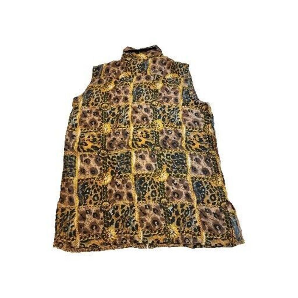 Stunt Collections Vtg Women's Leopard Animal Print‎ Silk Top Blouse Sz Large Nos - Picture 2 of 12